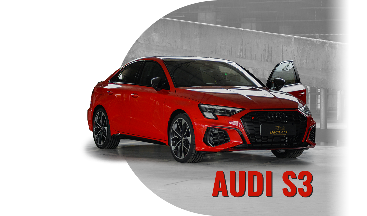 czerwone audi s3 quattro na szarym tle