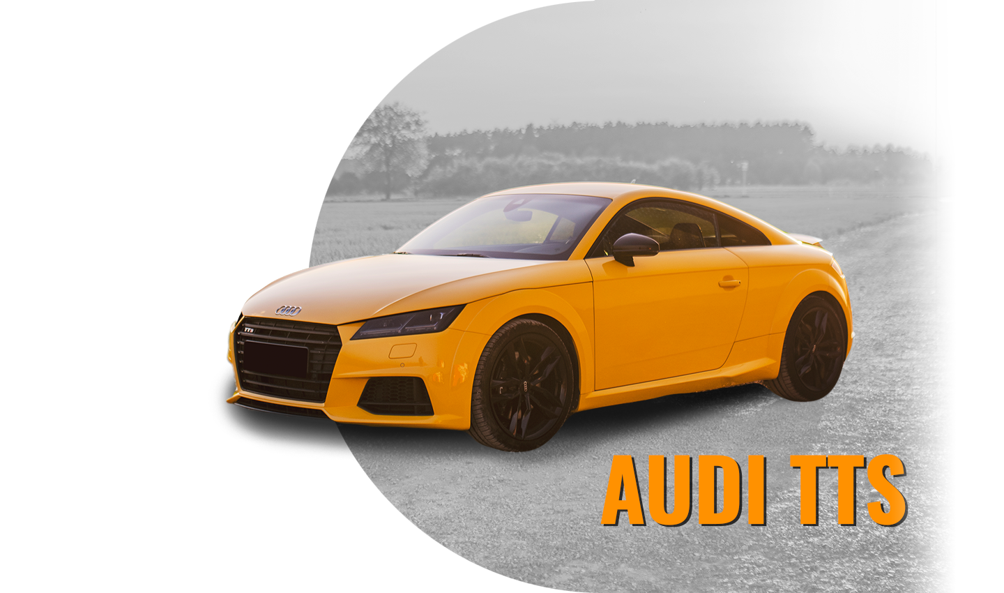 Pomarańczowe audi tts na szarym tle